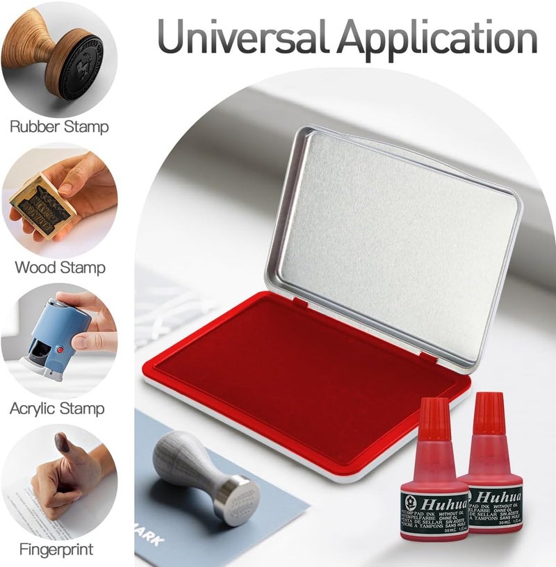 Melispapa Large Red Stamp Ink Pad Set - 1 Red Stamp Pad & 2 Ink-Refills (2 oz, Red), 6.2" x 3.9" Large Red Ink Pad for Rubber Stamps, Non-Toxic, Washable, Waterproof & Permanent Felt Pad - Image 5